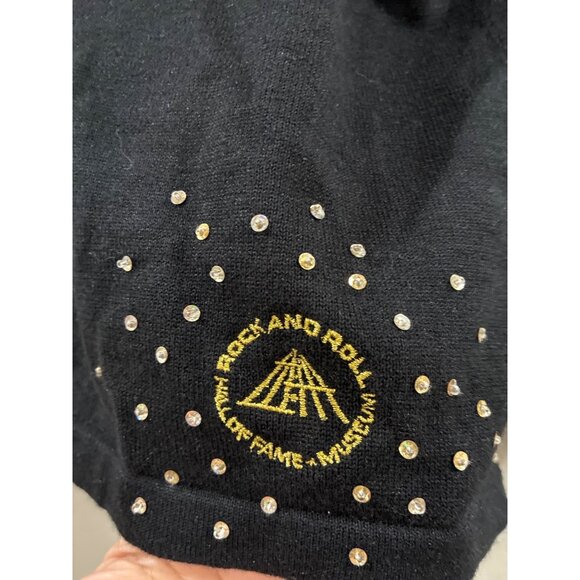 Vintage Berek Sweater Womens L Cardigan music hall of fame Embroidered Appliqué - Picture 9 of 9